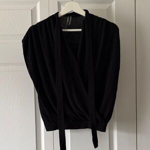 Anthropologie Black Draped Tie-Front Sleeveless Top